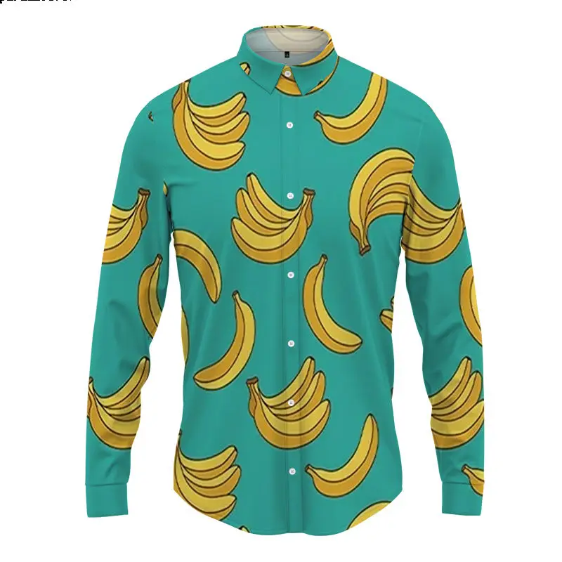 Oversized Clothing Top Letter Fruit Pattern Small Fresh New Gothic Men's Hot Selling Design Summer Polo Long Sleeve Shirt Top