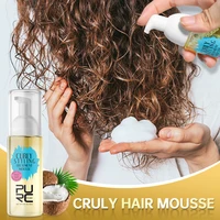 Curly Hair Mousse Care Coconut Oil Smoothing Frizz Enhanced Wavy Shampoo Styling Cream Mousse Foam Dry Damaged Frizz Hair Care 1