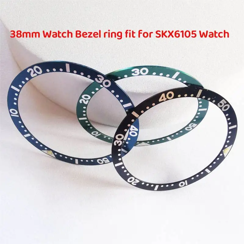 Mod Watch Parts 38Mm Flat Aluminium Green Blue Black Bezel Insert Ring Fit For Seiko Turtle 6105 Watch Case Nh35 Nh36 Movement