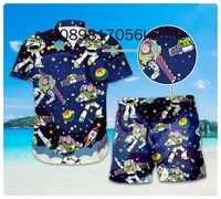 Toy Story Buzz Lightyear Hawaiian Shirt Shorts Set Casual Beach Vacation Short Sleeve Set Disney Beach Shorts Retro Button Shirt 2