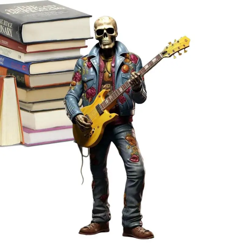 

Funny Skeleton Statue Unique Resin Rock Band Figurine Funny Indoor Outdoor Halloween Decoration Skeleton Ornament For Bedrooms
