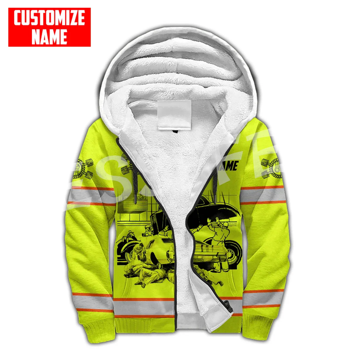 Tessffel 3DPrint Custom Name Cosplay Mechanic Worker Tattoo Harajuku Autumn Warm Winter Thick Overcoat Fleece Hoodies Jacket X2