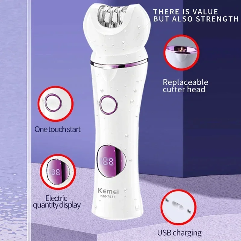 Kemei KM-7937 rechargeable multifunctional portable electric body shaver with five in one hair remover 2