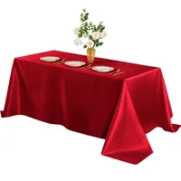 Red Rectangle Satin Tablecloth, Wedding Table Cloth, for Christmas, Baby Shower, Birthday Events, Banquet Decor, Home Dining 1