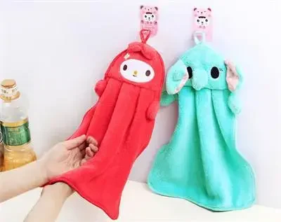 Cute Hanging Hand Towels Bathroom Kitchen Plush Absorbent Dishcloths