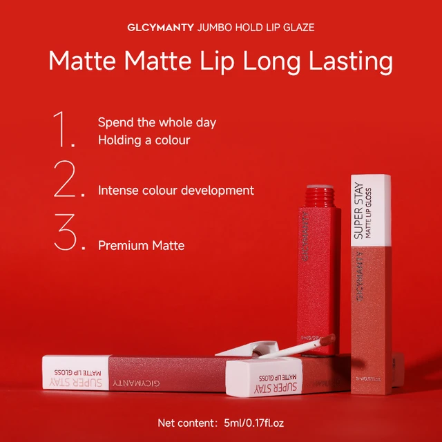 GICYMANTY Matte Velvet Lip Gloss Sexy Red Long Lasting Waterproof Non-stick Cup Lipstick Makeup