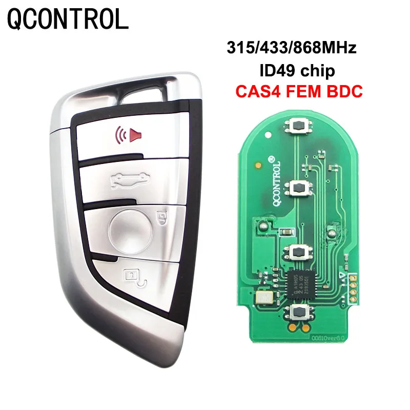 QCONTROL 4 Buttons Car Smart Remote Key Keyless Entry for BMW 3 5 7 F Series FEM/CAS4/CAS4+ 315/433/868Mhz PCF7945P