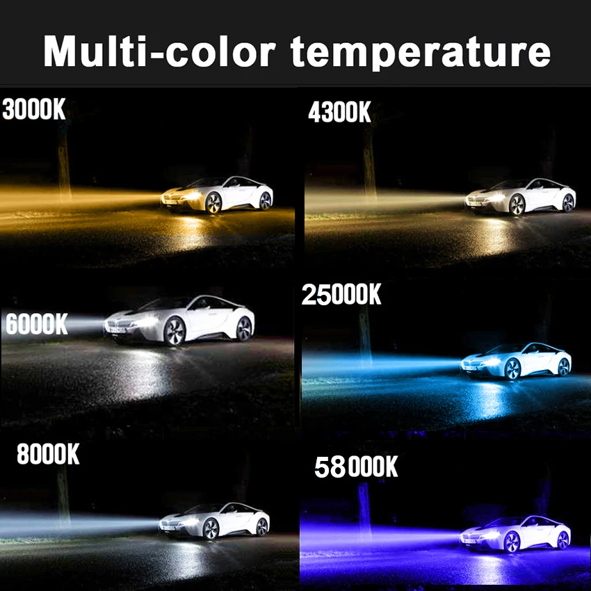 C6 COB LED H4 H7 Car Headlights 8000K Ice Blue Bulbs H1 9005 9006