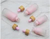 5X 5-100ml Frosted Gradient Pink Bamboo Cap Glass Dropper Bottles Essential Oil Perfume Refillable Bottles Glass Pipettes Vial 6