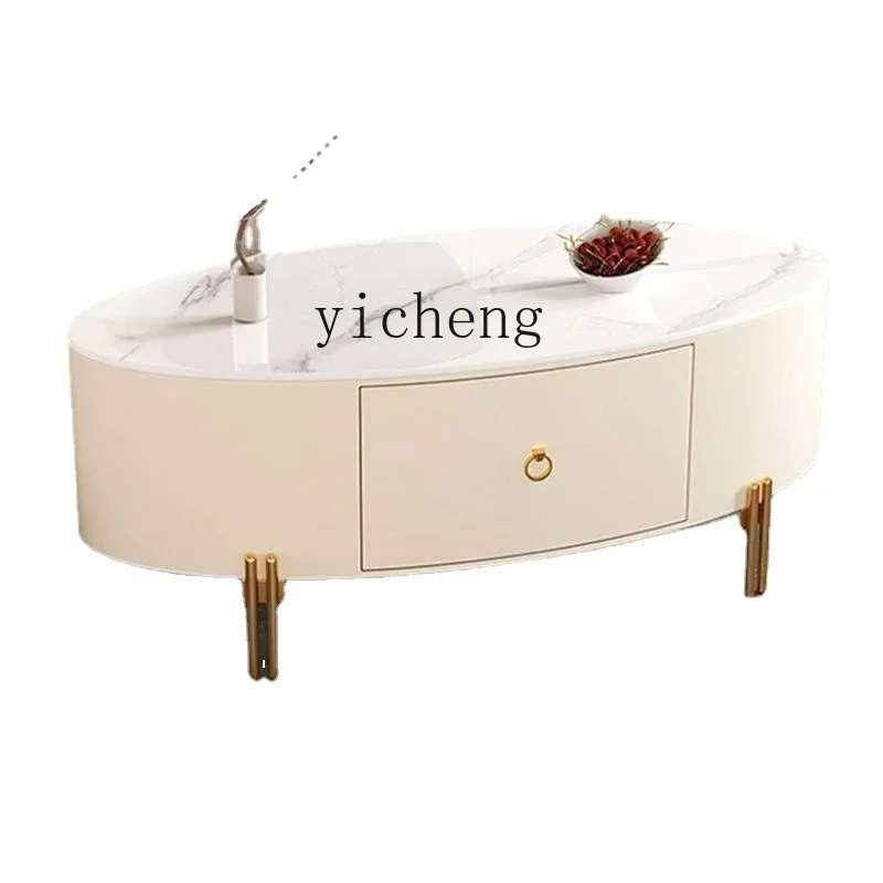 

ZK Solid Wood Coffee Table Living Room Home Light Luxury Modern Minimalist Stone Plate Tea Table Table