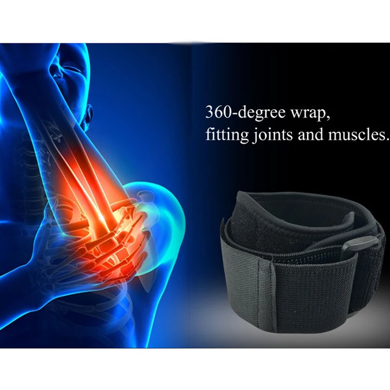 Tennis Elbow Brace & Volleyball Golfer's Pain Relief with Compression Pad, Wrist Sweatband，Knee Pad 1Pcs