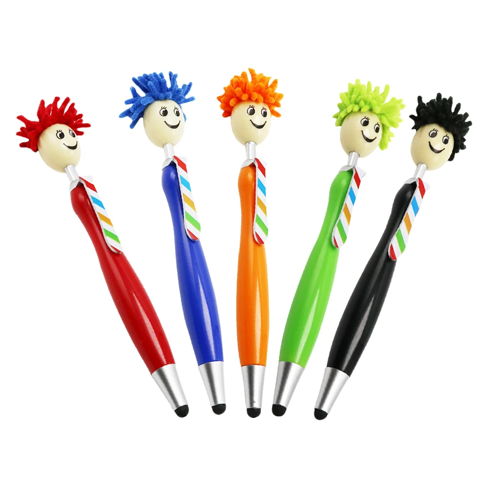 5 Pcs Cartoon Stylus Ballpoint Pen Child Screen Touch Tablet Plastic Multi-use Kids