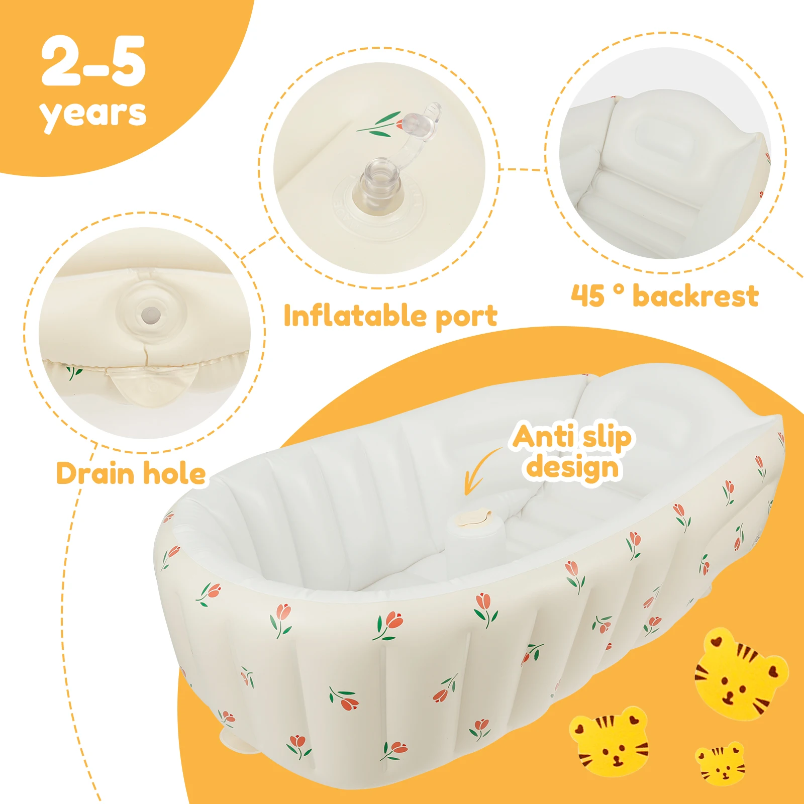 Portable Inflatable Baby Bathtub with Anti Slip PVC Material