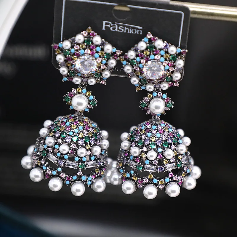 Bilincolor Micro Inlaid Zircon Wind Chime Earrings