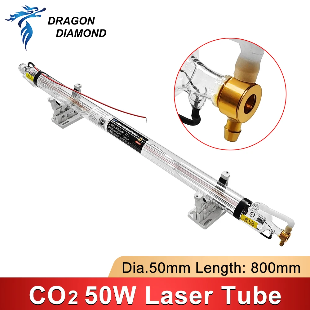 50 ワット Co2 レーザーチューブ金属ヘッド Dia.50mm 長さ 800 