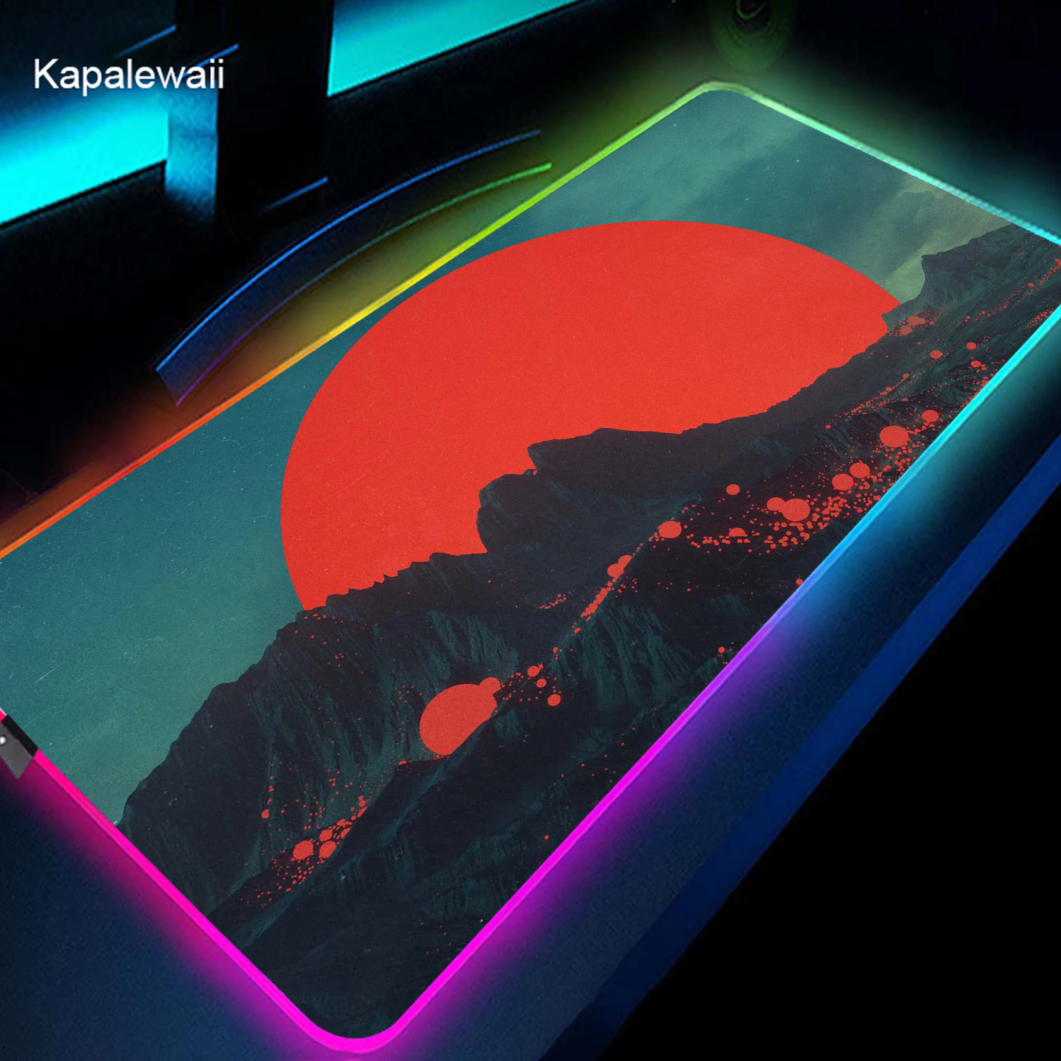 

Pink Sunset RGB Mouse Pad Pc Gaming Accessories Mousemat 100x50 Oversize Table Carpet LED Glowing Mouse Mat Big Rubber Desk Mats