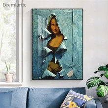 

Custom Spoofing World Famous Mona Lisa Poster Canvas Art For Living Room Bedroom Posters Prints Wall Home Decor 21-1207-49