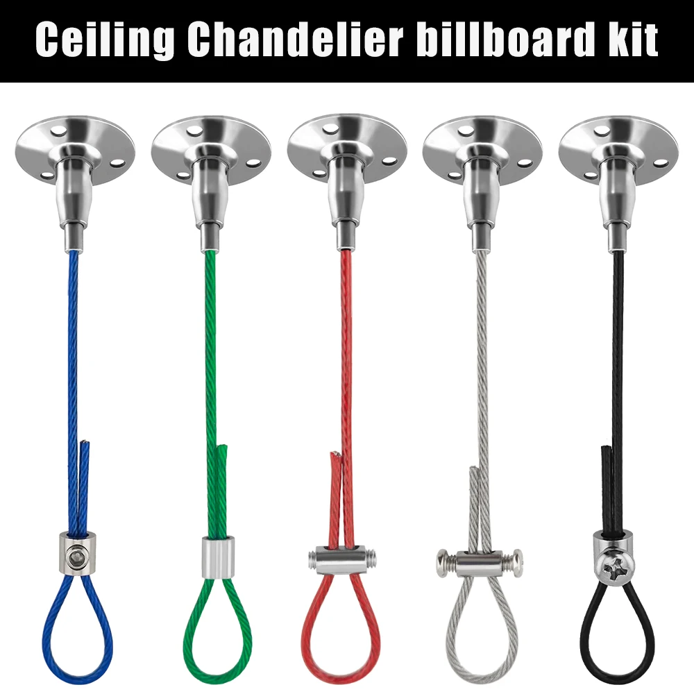 2-4PCS 2mm  Stainless Steel Wire Rope Adjustable Ceiling Chandelier Advertising Board Hanging Kit With Locker Safety Load 30kg