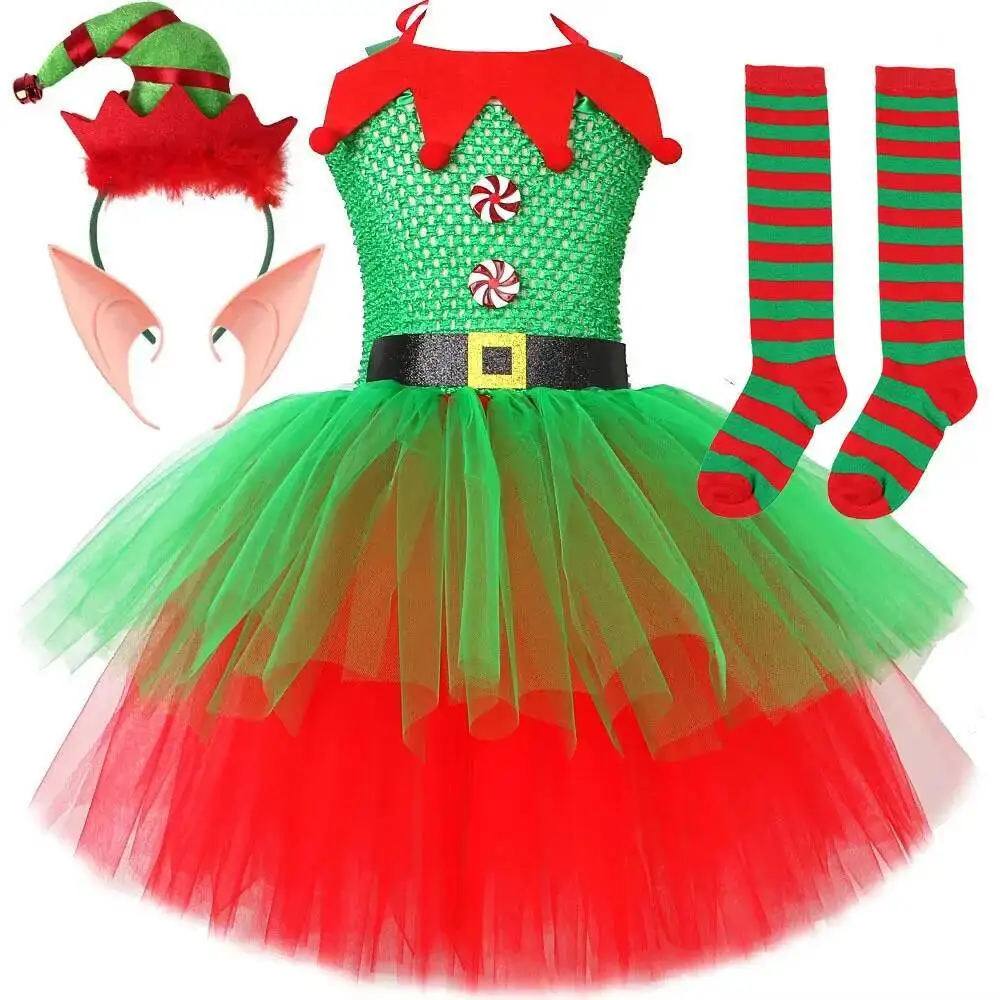 Robe de Lutine Rouge et Verte Fille – photo 12