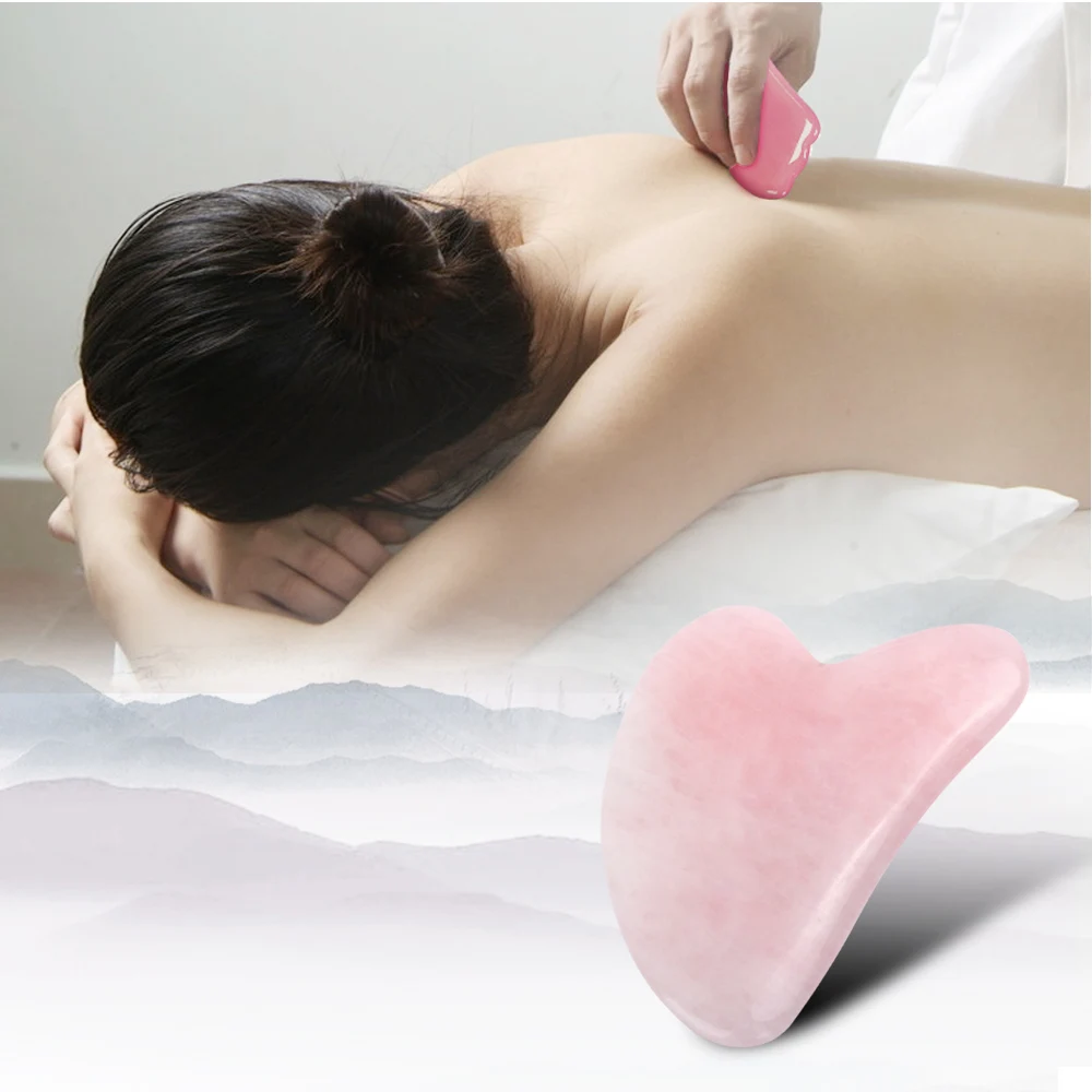 Guasha Board Beautiful Massage Beeswax Scraping Massage Scraper Face Neck Natural Jade Stone Gua Sha Board Tool