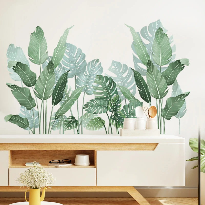 GreenLeafWallStickerBedroomStickersLivingDecorMonsteraDesign