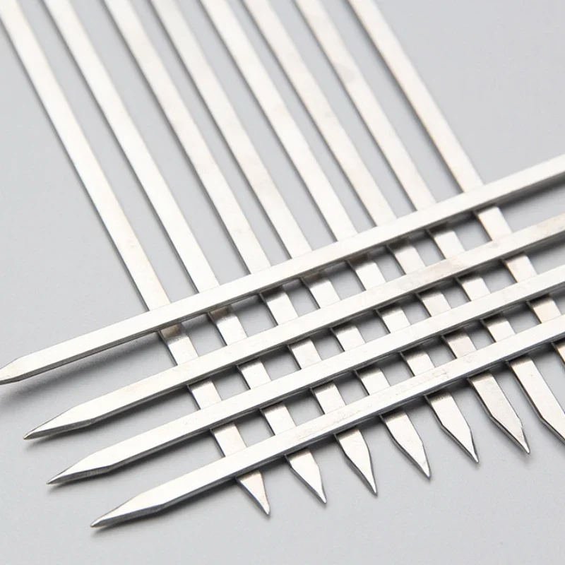 Stainless Steel Flat Round Needle Steel Mutton Skewer Barbecue Wear Skewer Barbecue Tool