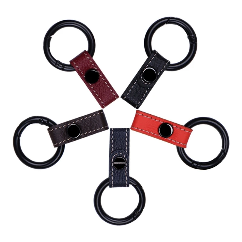 LeatherLanyard 홀더가있는 키용 키 체인 링 금속 Keyfob 자동차 스타일링 Decora 