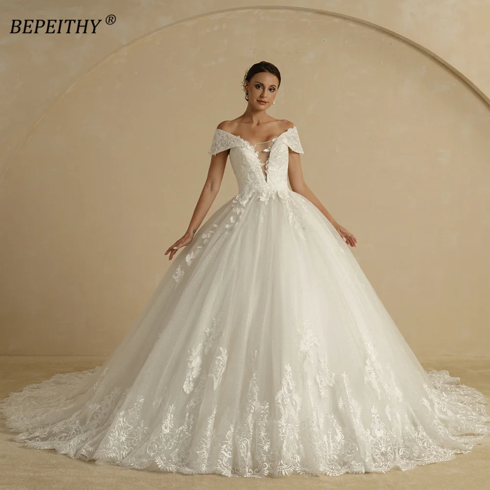 Sexy Deep V Neck Ball Gown Wedding Dresses Bride Sleeveless Court Train Glitter Bridal Gowns For Women wedding dresses