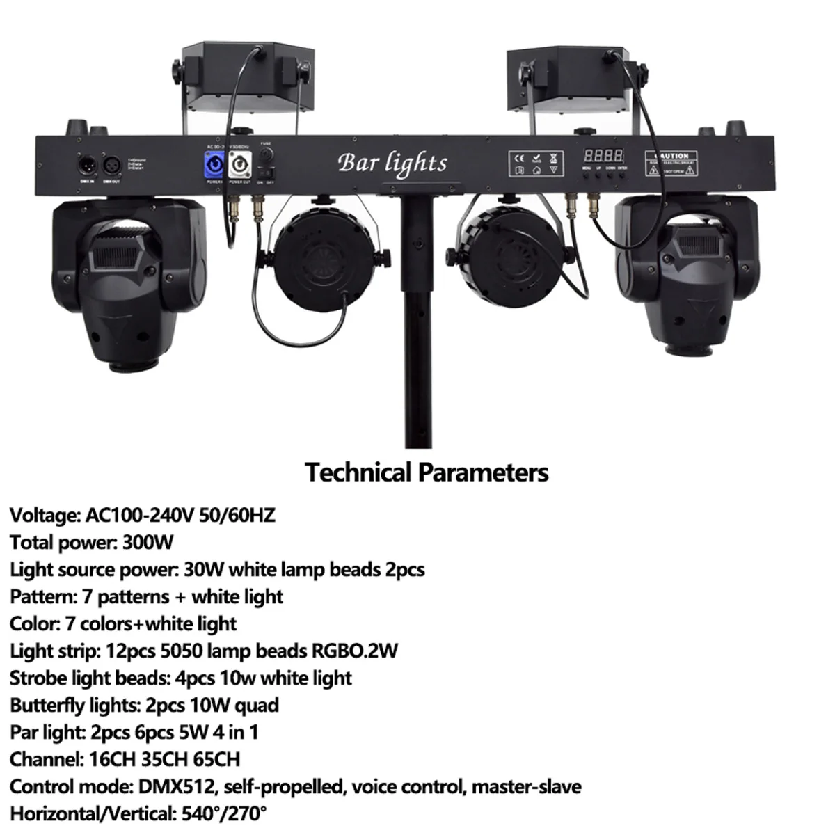 New 2x30w Spot Moving Head + 6x5w Par + 10w RGBW Butterfly Strobe 4in1 Stand Dj