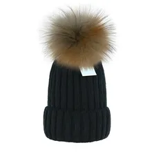 

2021 Luxury Brand high quality winter knitted warm hat raccoon plush knit hat pompon beanie beanie thick warm stretch hat