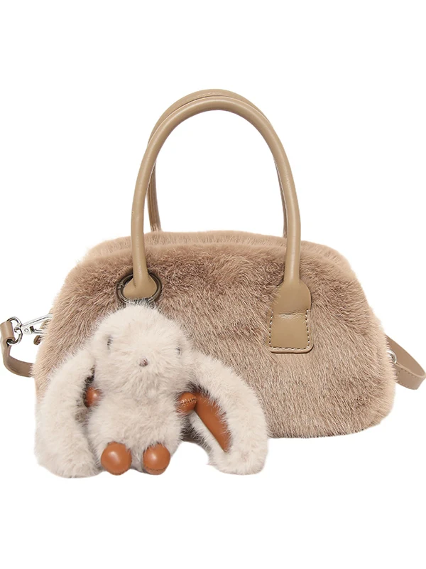 Luxury Faux Fur Ladies Square Shoulder Bags Winter Fluffy Female Crossbody Bag Soft Furry Plush Women's Small Handbags Purse