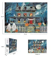 70*50cm 1000pieces Paper  Puzzle Adult Puzzle Spooky Castle Halloween Series Difficulty Jigsaw Puzzles Home Wall Decro 2
