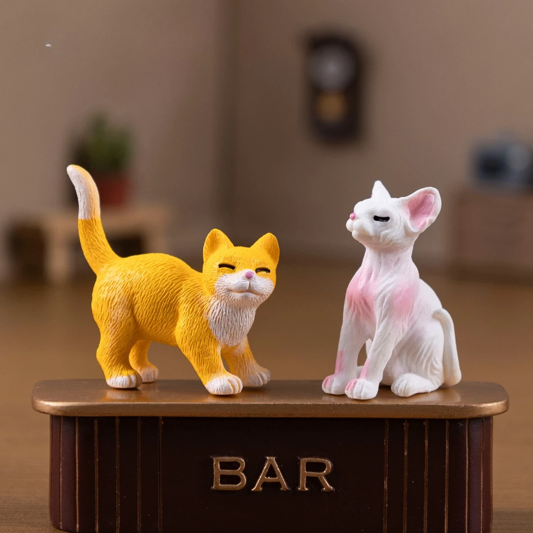 6Pcs/set Cute Cat Figures Animal Model Realistic Ragdoll Cat Ornament Miniature Fairy Garden Decor Accessories 4