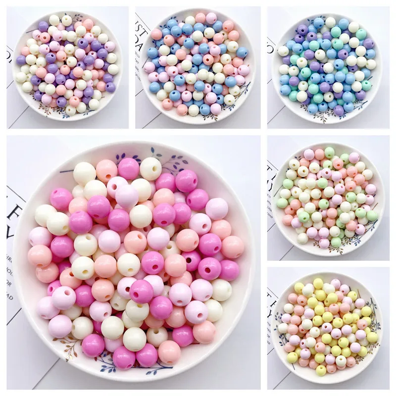 

15 Colors Acrylic Sew On Pearl Beads 6 8 10 12 14 16MM Straight Hole Round Bead For Sewing Crafts Jewelry Making Accessories