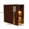 DIY Book Nook Wooden Miniature Model Kit Chinese Food Street Casa Bookend 3D Puzzle With Light Bookshelf Home Decor Friends Gift 6