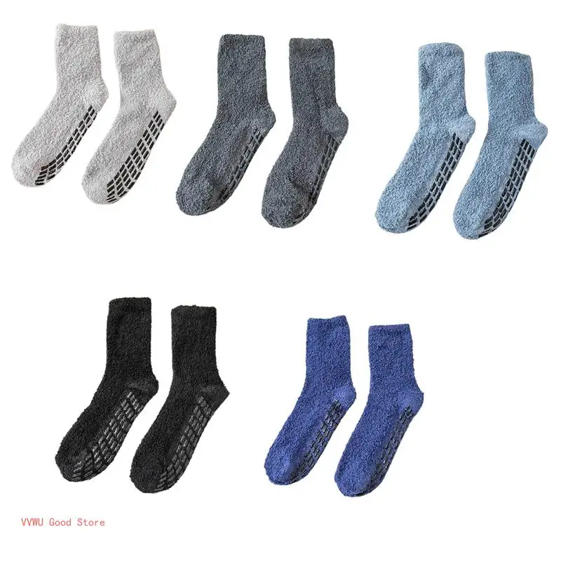 

Unisex Winter Fuzzy Slipper Socks Solid Color Non Slip Grip Warm Floor Hosiery