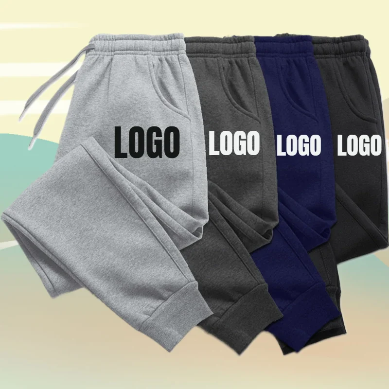 Custom LOGO Sweatpants Men Women Brand Autumn Winter Fleece Warm Fashion Casual Sports Pants Streetwear Unisex Jogging Pants butz men track suits thick heavy cotton tech sweatsuit jogging suit unisex custom embroidery logo sweatpants and hoodie set