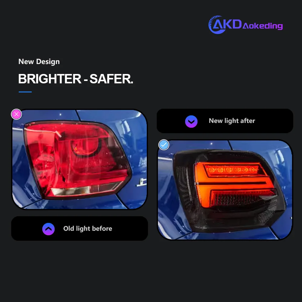 폭스바겐 폴로 LED 후미등, 2011-2018 후방 정지 램프, 브레이크 신호, 후진 자동차 액세서리