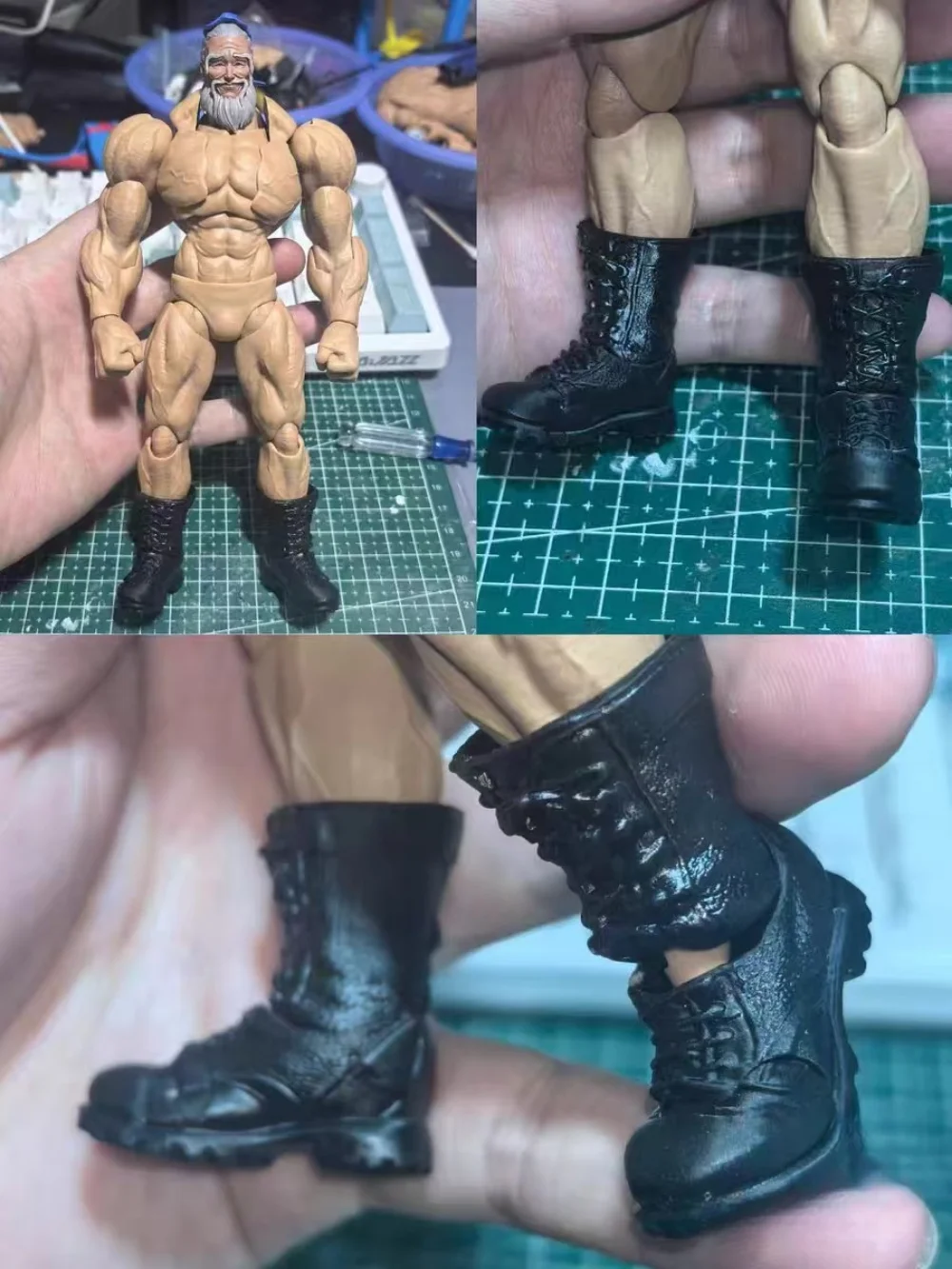 6인치 큰 사이즈 로맨키를 위한 1/12 스케일 전술 부츠 모델