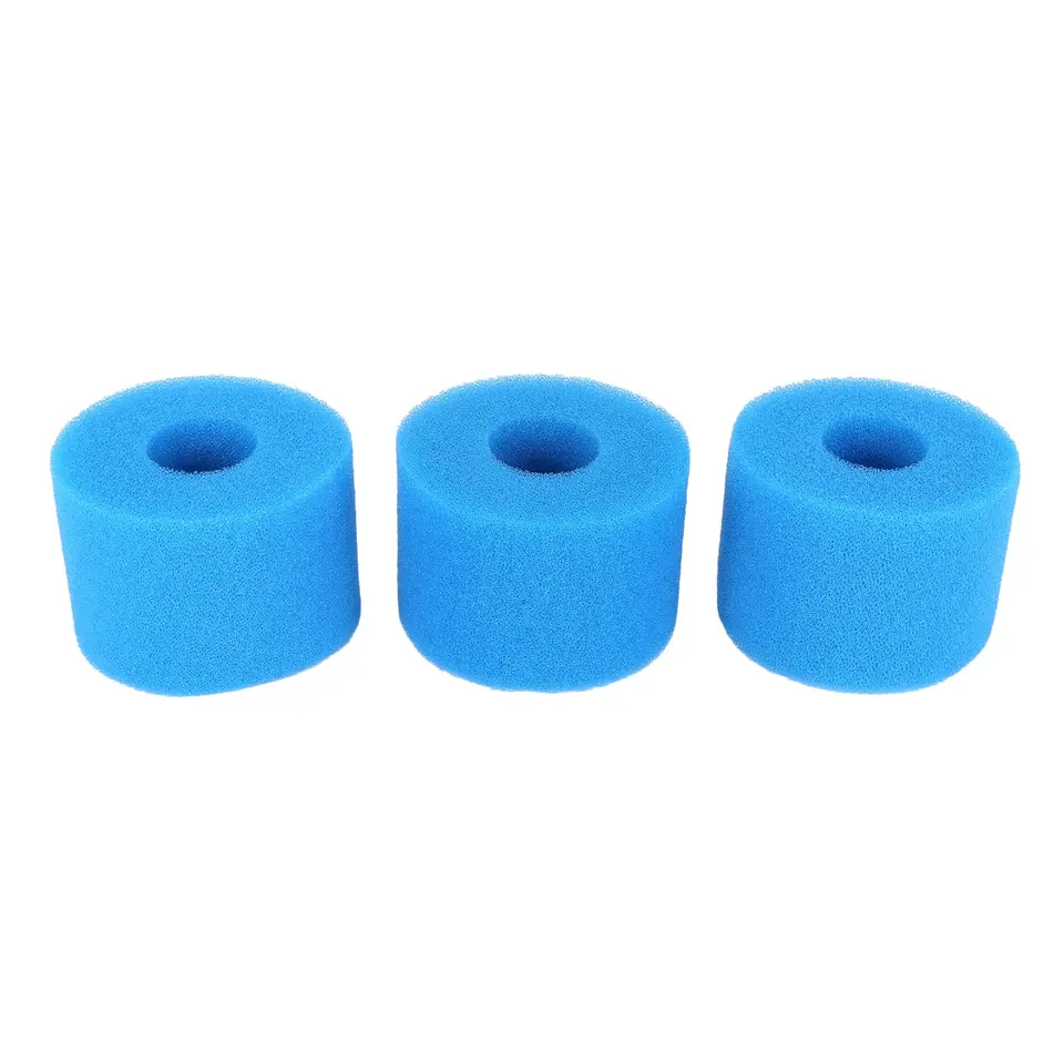 Lot De 3 Cartouches Filtrantes En Mousse Pour Piscine (type II) - Lavables Et Réutilisables - Débit 530 à 800 GPH - Bleu