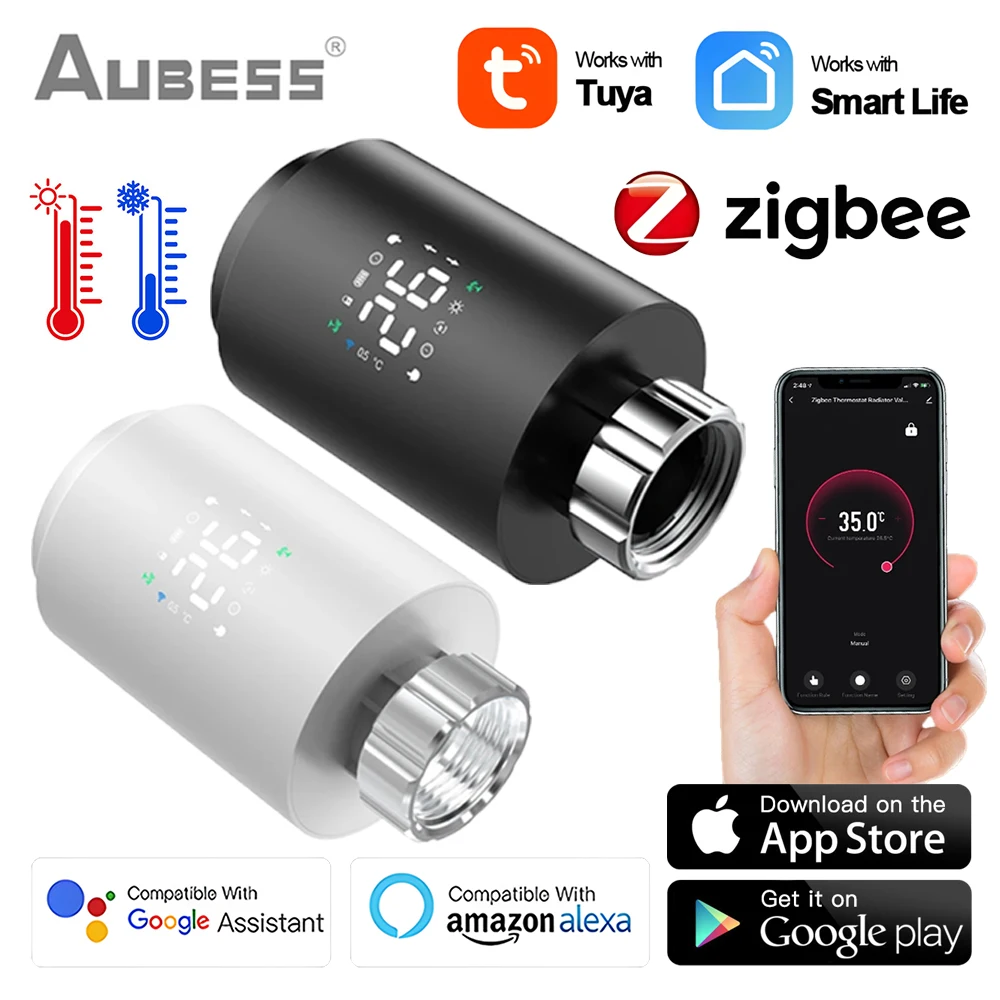 

Tuya ZigBee 3.0 TRV Thermostat Smart Radiator Actuator Valve Automatic Programmable Temperature Controller For Alexa Google Home