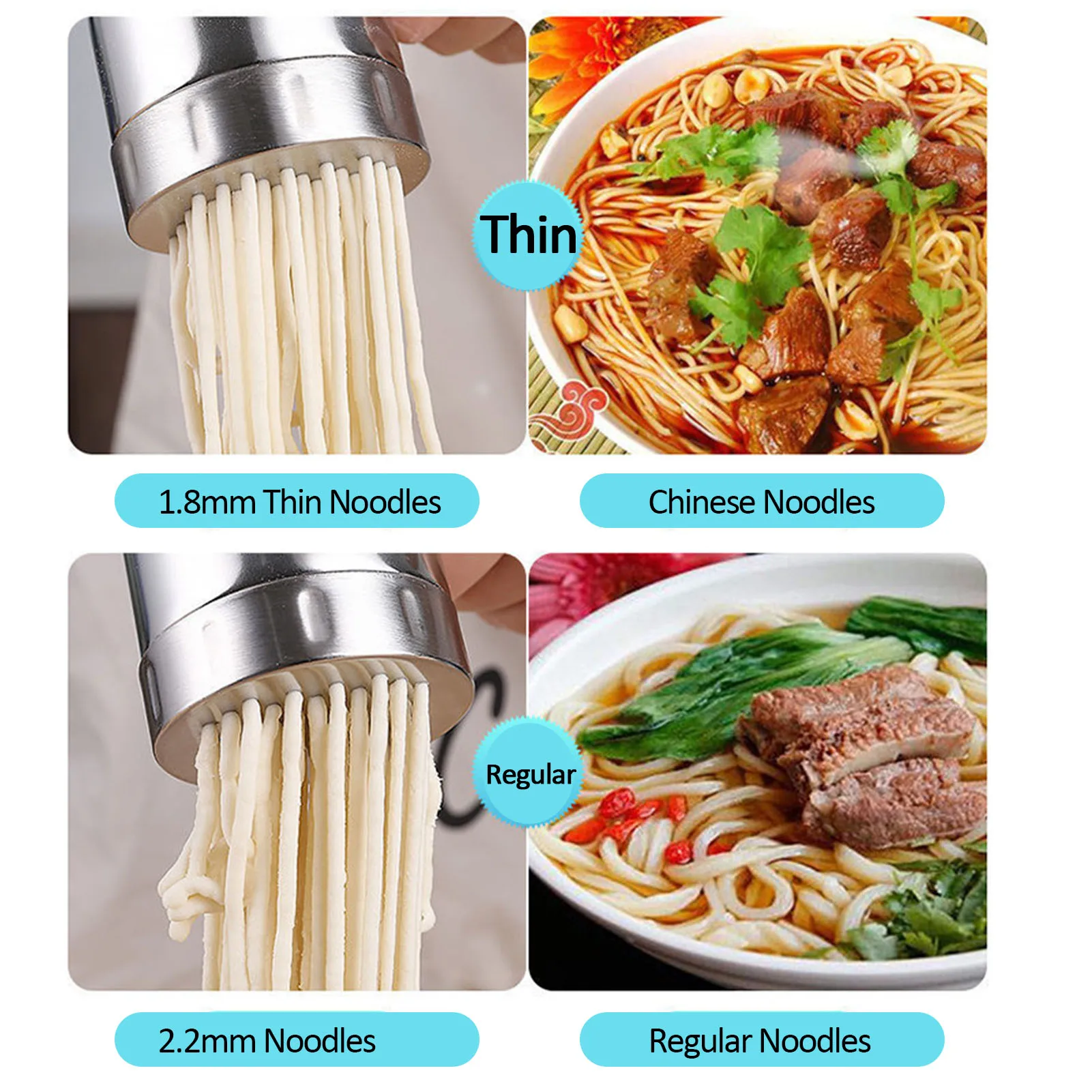 5 Molds Stainless Steel Manual Noodle Maker Manual Dough Press Pasta Maker Machine For Fresh Homemade Lasagne Noodles