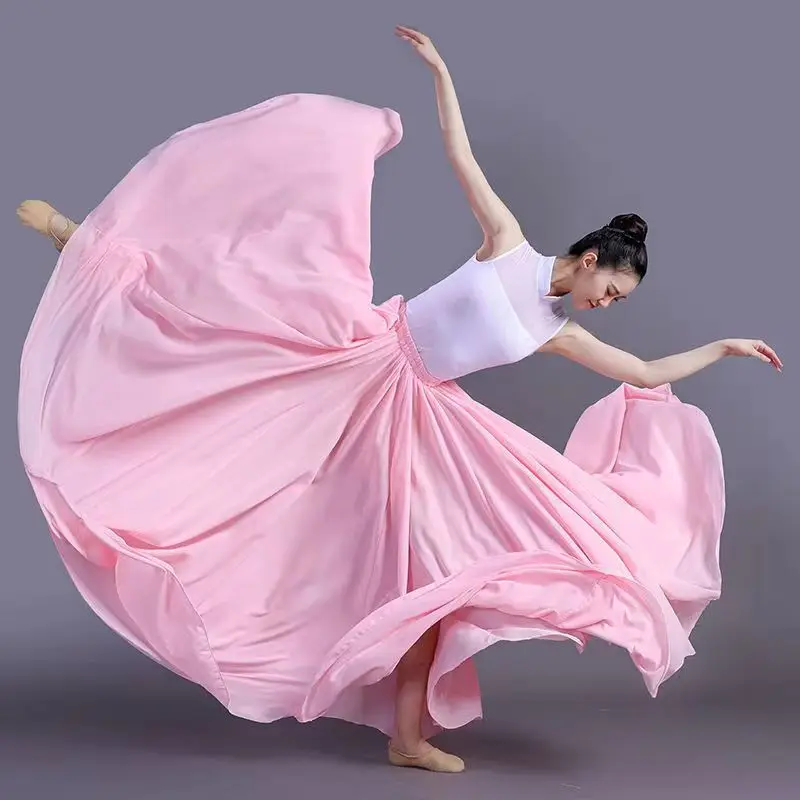 

360/540/720 Degree Chiffon Skirt Ballet Belly Dance Women Gypsy Long Skirts Dancer Practice Wear Assorted Dance Skirt 2024 New
