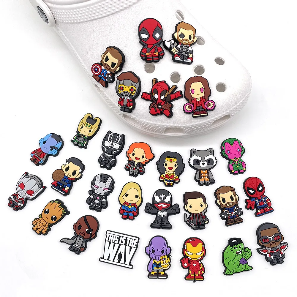 1Pcs Disney Marvel superhero PVC Shoe Charms Cartoon DIY Gaeden Sandals Shoe Accessories For Clog Shoe Decorate Kids X-mas Gifts