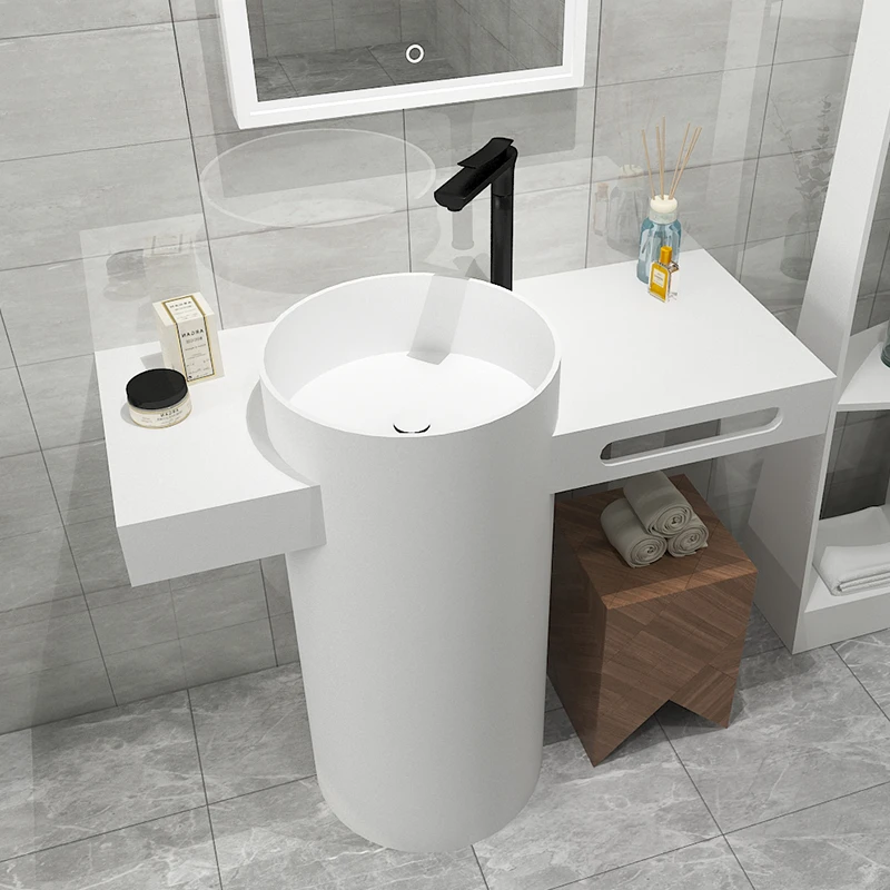 

Artificial stone washbasin, toilet column, basin, integrated floor-standing hotel washbasin, round balcony basin