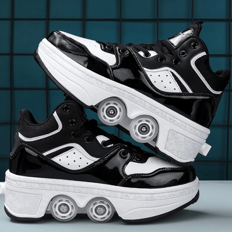 

Roller Skate Shoes Double-Row Deformation Roller Men's Casual Sneakers 2024 new Outdoor Sport Parkour Shoes Kids Adults Unisex