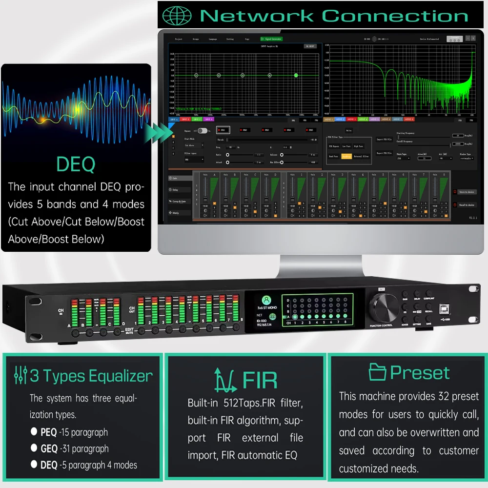 Audio Processor Paulkitson LD Series Professional Digital Audio Processor 32bit Driverack Audio Processor DSP With Fir Speaker Management System