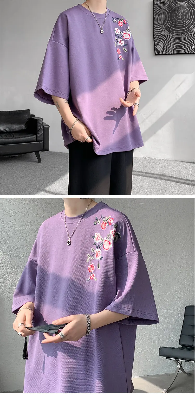 Flower Embroidered T-shirt Design
