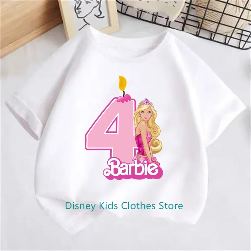 New Barbie Children Birthday Number 1-14 T Shirt Kid Kawaii Boy Girl Casual Clothes Anime Cartoons Kids T-shirts Tops Tee 3