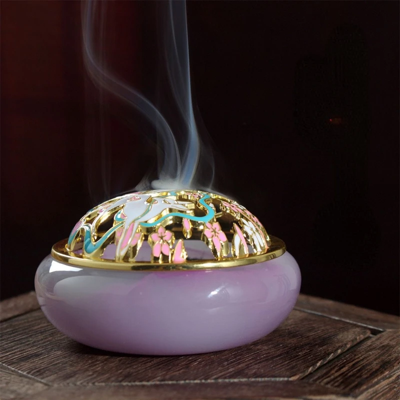 

Chinese Nine-tailed Fox Incense Burner Ling Fox Enamel Glaze Jade Incense Burner Crafts Home Indoor Tabletop Decorations
